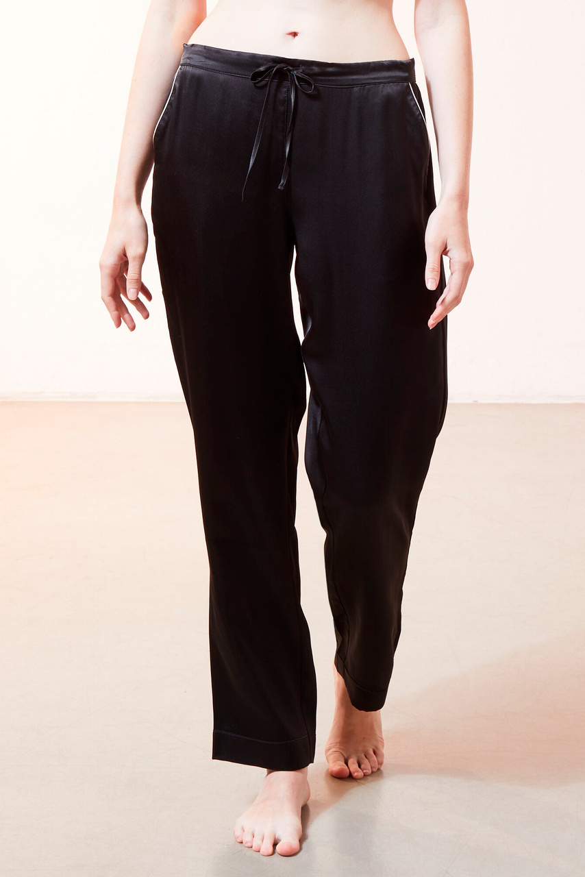 Пижамные брюки MILKY из шелка|Основной цвет:Черный|Артикул:6515192 | Фото 1