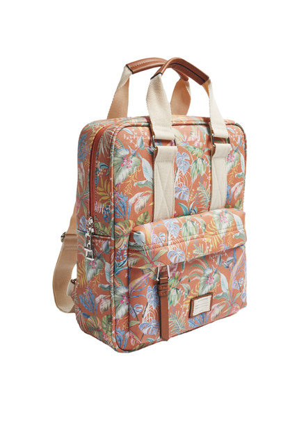 Рюкзак с цветочным принтом и ручками|Основной цвет:Оранжевый|Артикул:196823 | Фото 2