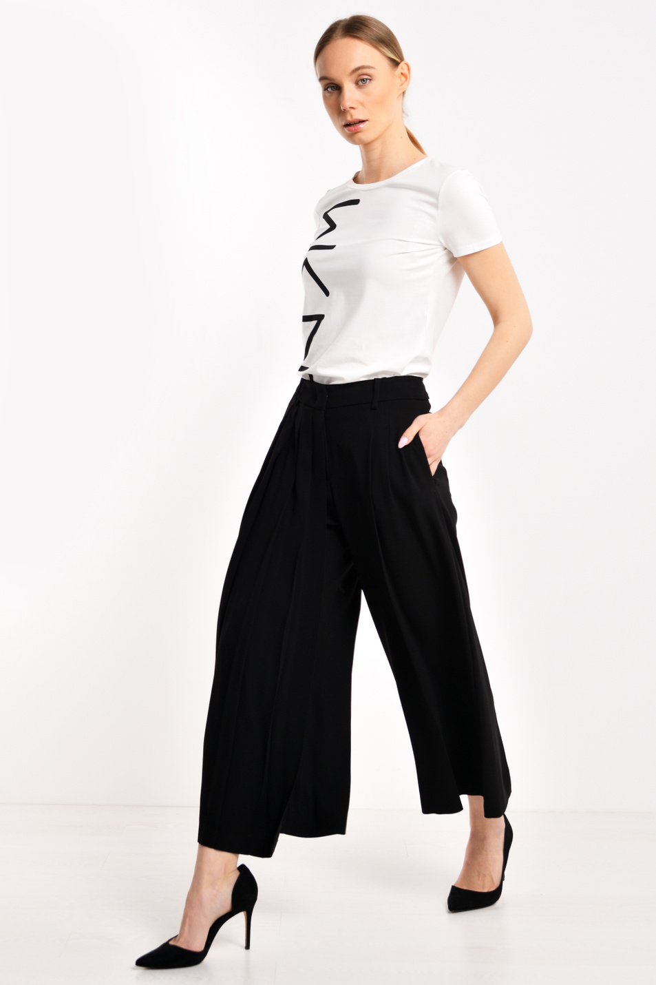 Женский Weekend Max Mara Брюки-кюлоты из текстиля PEGASO (цвет ), артикул 51310507 | Фото 5