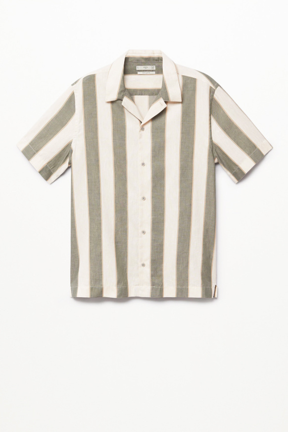 Mango Man Рубашка с коротким рукавом FANNY из смесового хлопка и льна (цвет ), артикул 87055653 | Фото 1