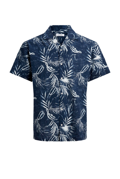 Jack & Jones Рубашка с короткими рукавами и пальмовым принтом (Синий цвет), артикул 12182753 | Фото 1