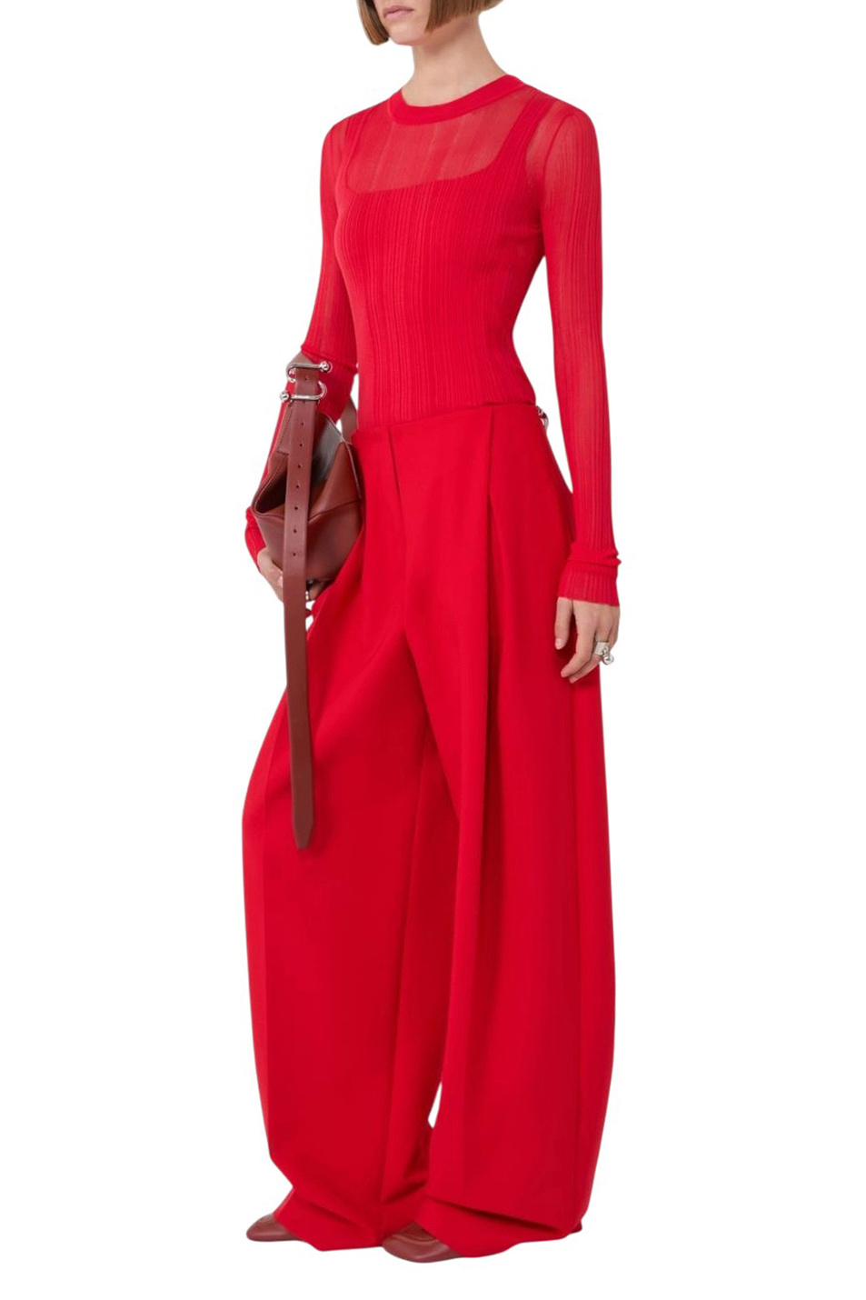 Джемпер BUONO с эффектом многослойности|Основной цвет:Красный Женский Sportmax Джемпер BUONO с эффектом многослойности (цвет ), артикул 2612361071 | Фото 3