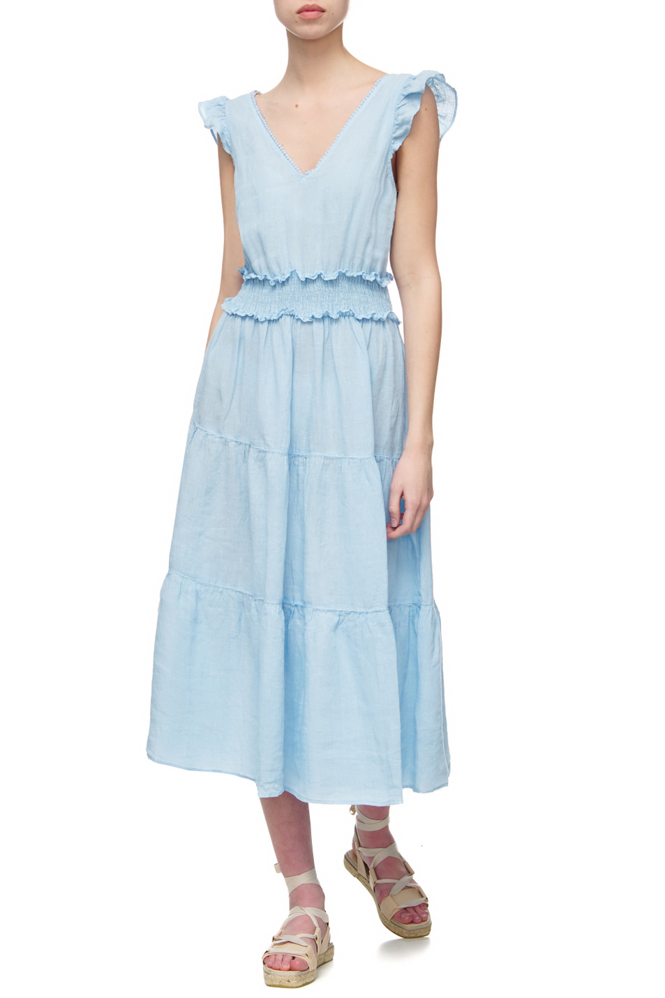 Женский 120% Lino Льняное платье с оборками (цвет ), артикул V0W49DM0000115000 | Фото 3