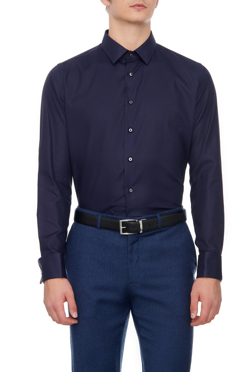 Рубашка из натурального хлопка|Основной цвет:Синий|Артикул:7A1GD02301 | Фото 1