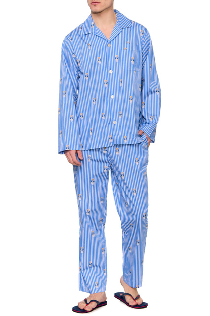 Пижама из натурального хлопка|Основной цвет:Голубой|Артикул:714862801001 | Фото 1