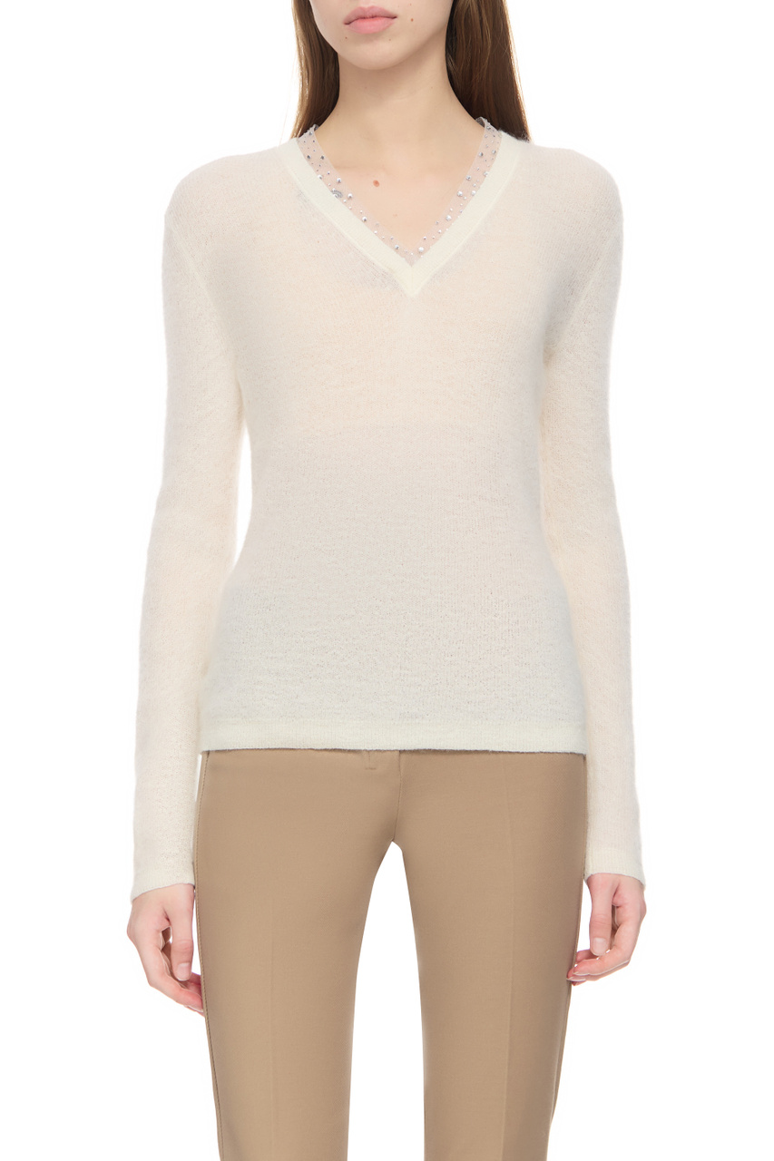 Пуловер NEVADA из мохера и смесовой шерсти|Основной цвет:Белый|Артикул:2363661339 | Фото 1