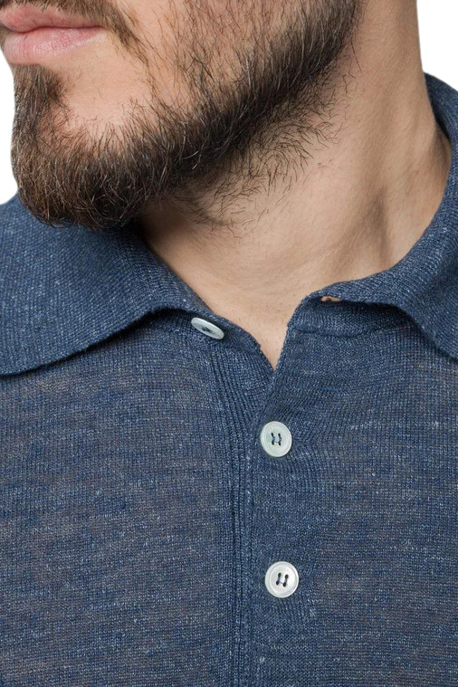 Поло из льна и хлопка|Основной цвет:Синий Мужской Brunello Cucinelli Поло из льна и хлопка (цвет ), артикул M2L00315 | Фото 5