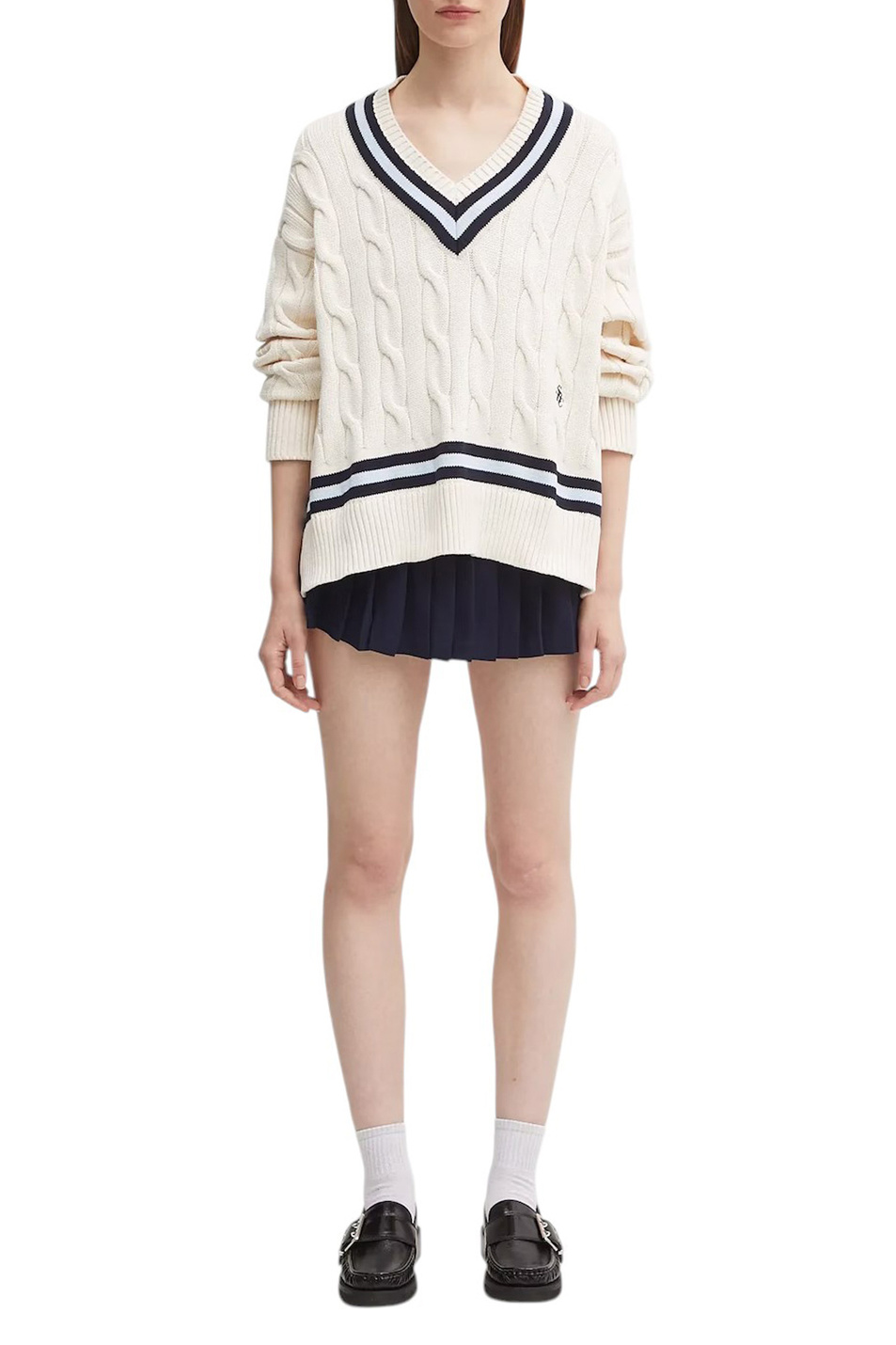Женский Sporty & Rich Пуловер объемной вязки (цвет ), артикул WS011602302WH38 | Фото 3