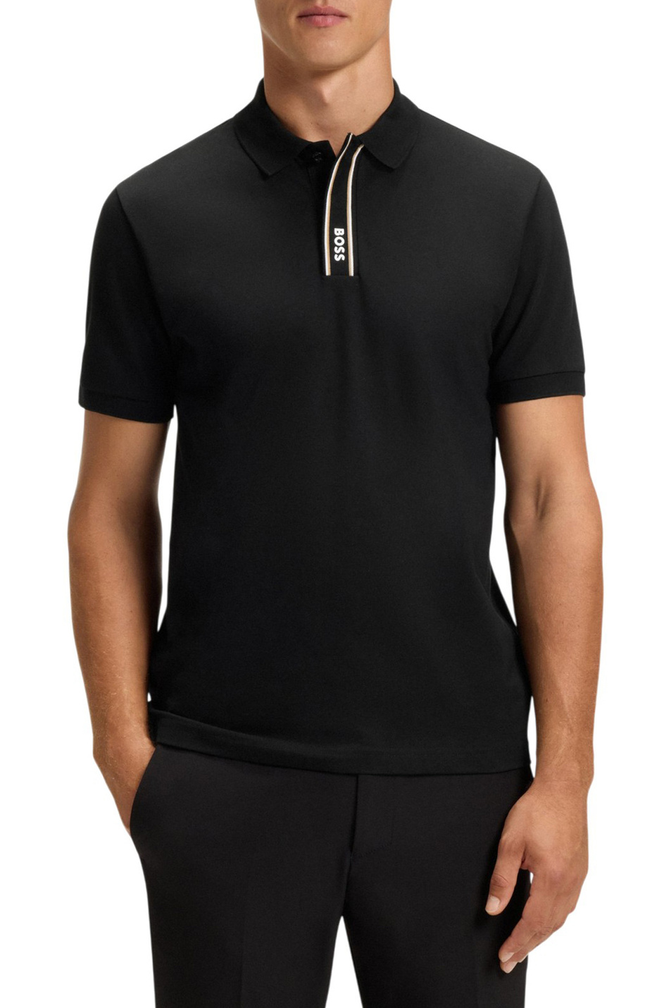 Поло Paddy из эластичного хлопка|Основной цвет:Черный Мужской BOSS Поло Paddy из эластичного хлопка (цвет ), артикул 50549362 | Фото 3