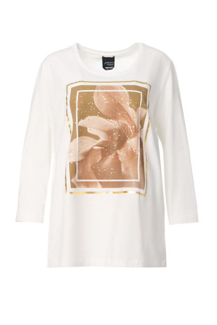 Расклешенная футболка VALDO из эластичного хлопкового джерси|Основной цвет:Белый|Артикул:1971142 | Фото 1