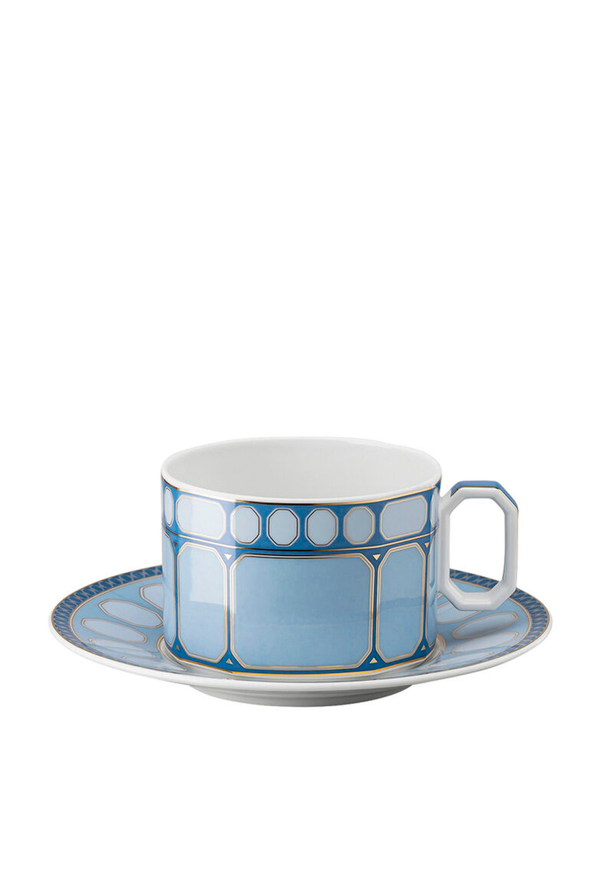 Чашка чайная Signum Azure с блюдцем 260 мл|Основной цвет:Голубой|Артикул:10570-426351-14640 | Фото 1