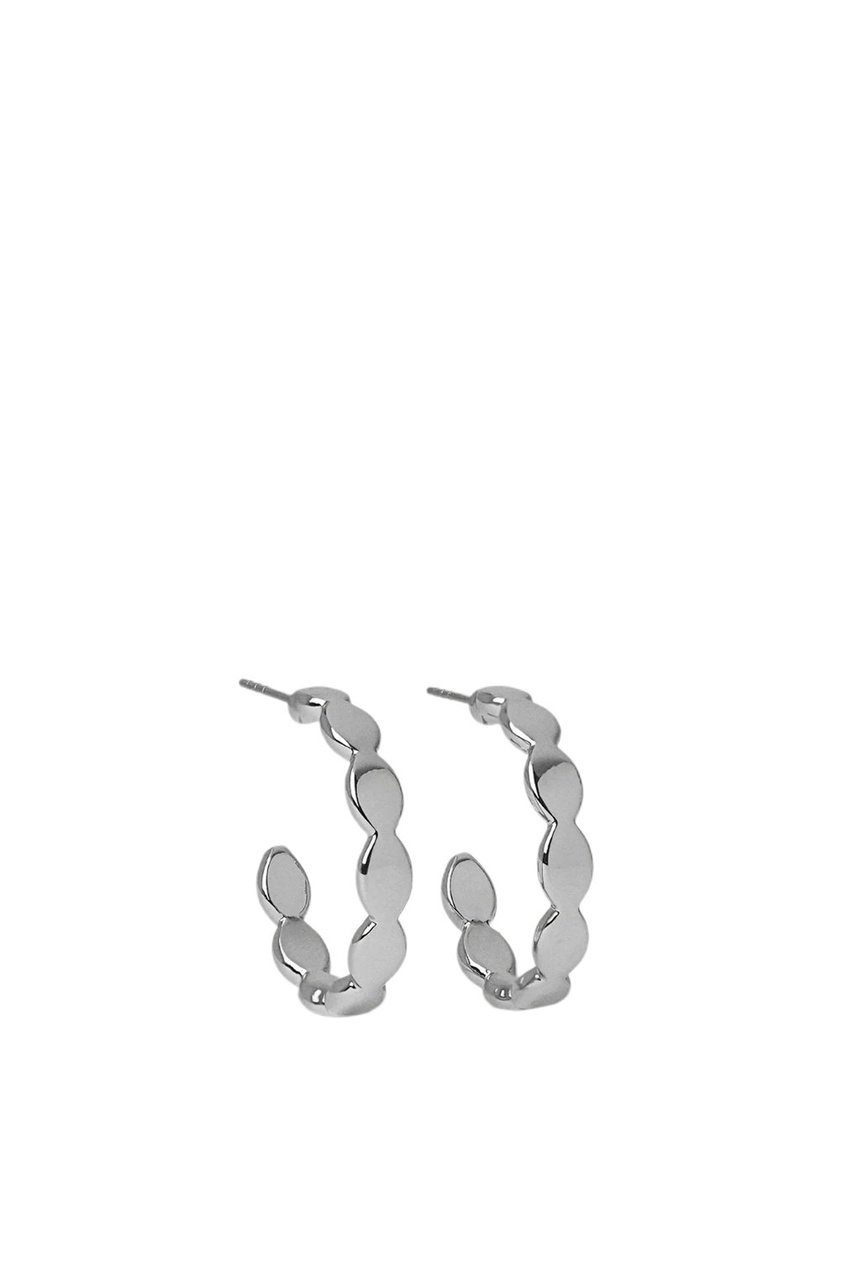 Серьги-кольца однотонные|Основной цвет:Серебристый|Артикул:218582 | Фото 1