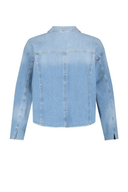 Джинсовая куртка из эластичного хлопка|Основной цвет:Голубой|Артикул:830020-21455 | Фото 2