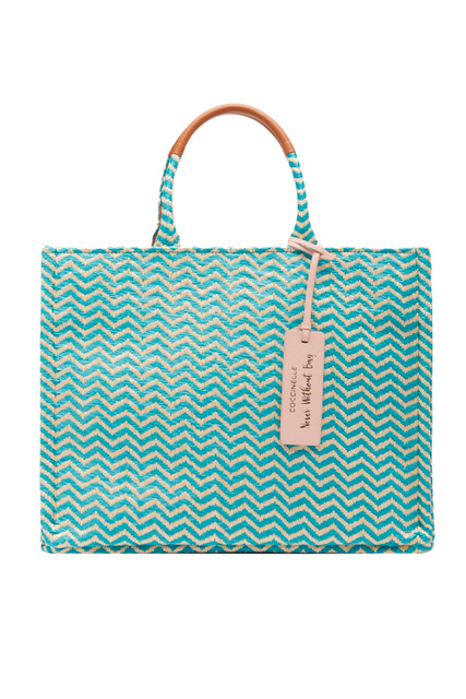 Плетеная сумка-шоппер|Основной цвет:Мятный|Артикул:E1LBF180201 | Фото 1