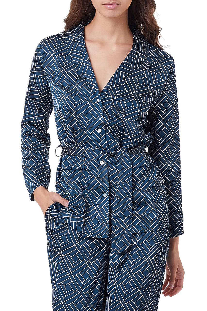 Пижамная рубашка JIZZO с принтом|Основной цвет:Синий|Артикул:6537255 | Фото 1