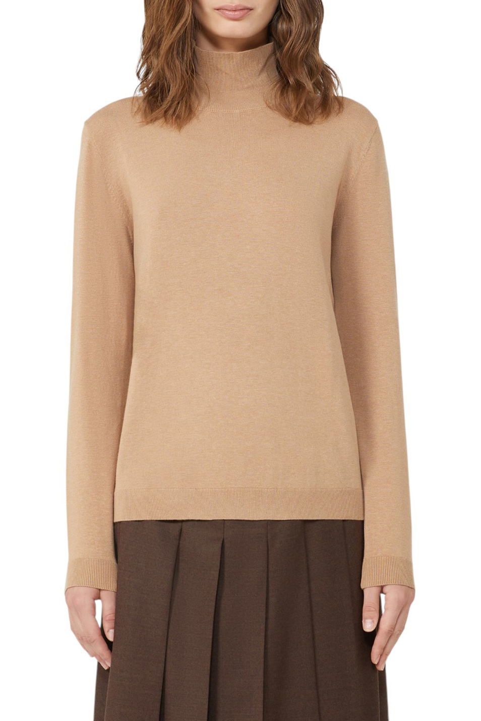 Водолазка KIKU из шелка и шерсти|Основной цвет:Коричневый Женский Weekend Max Mara Водолазка KIKU из шелка и шерсти (цвет ), артикул 2525366012 | Фото 4