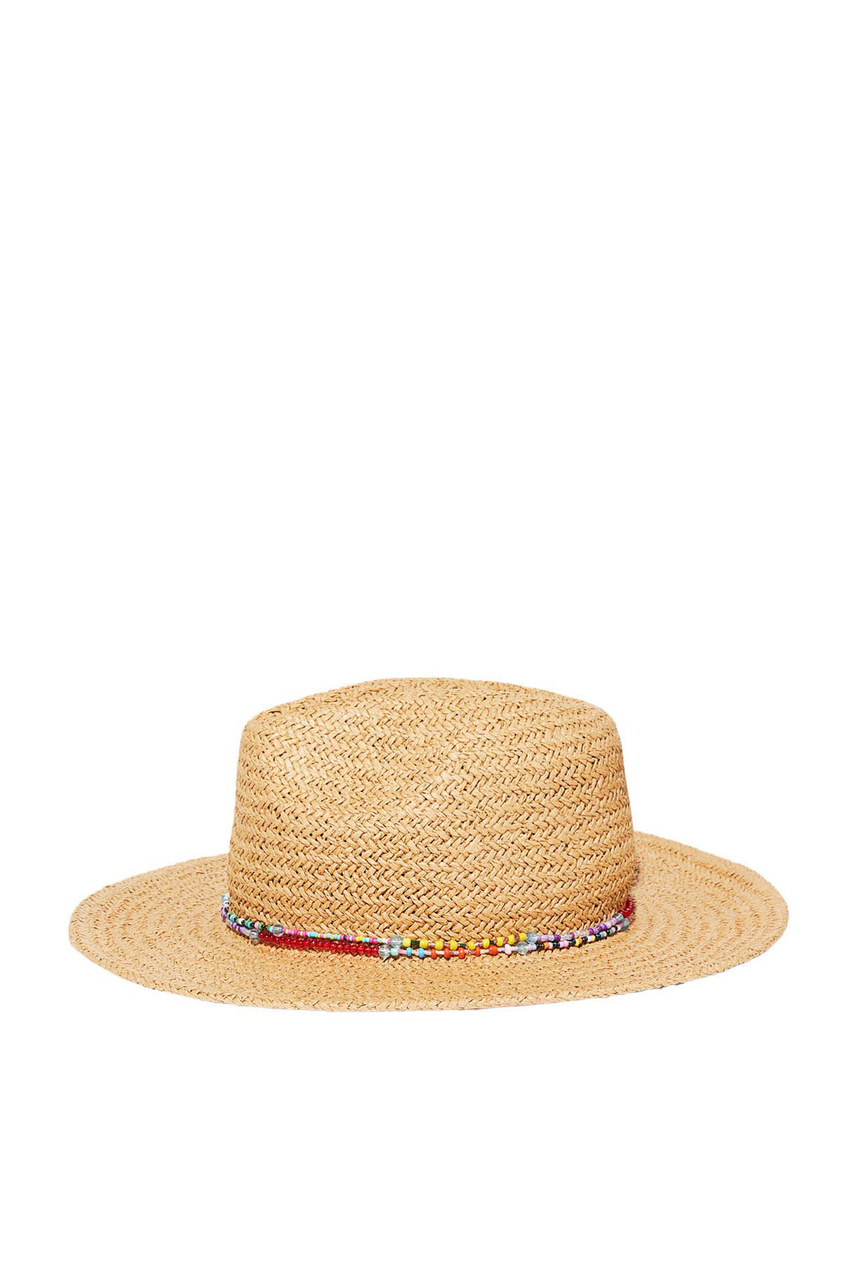 Шляпа соломенная с бисером|Основной цвет:Бежевый|Артикул:208974 | Фото 1