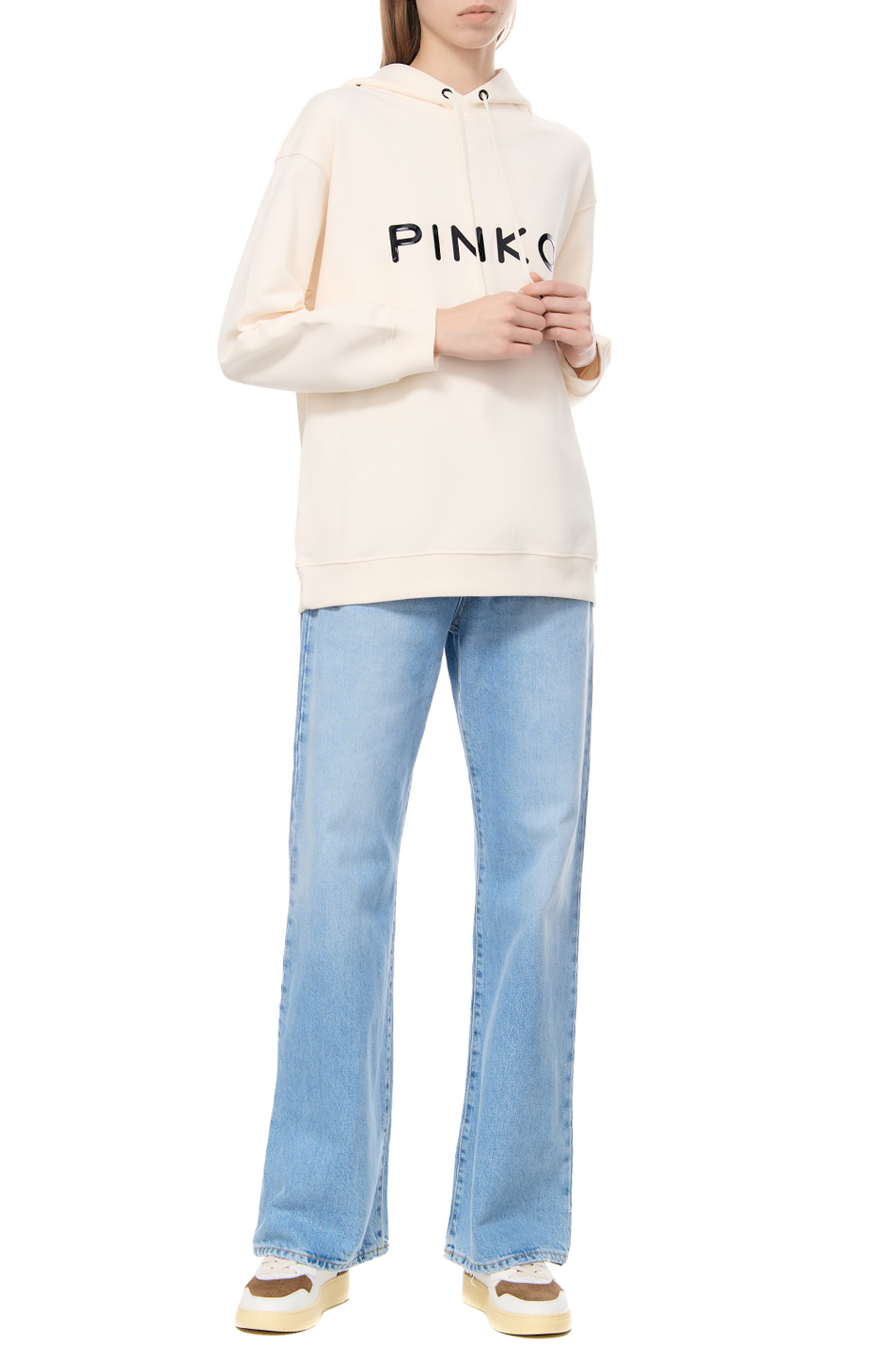 Женский Pinko Худи SKYPE из натурального хлопка с логотипом (цвет кремовый), артикул 101685A163 | Фото 3