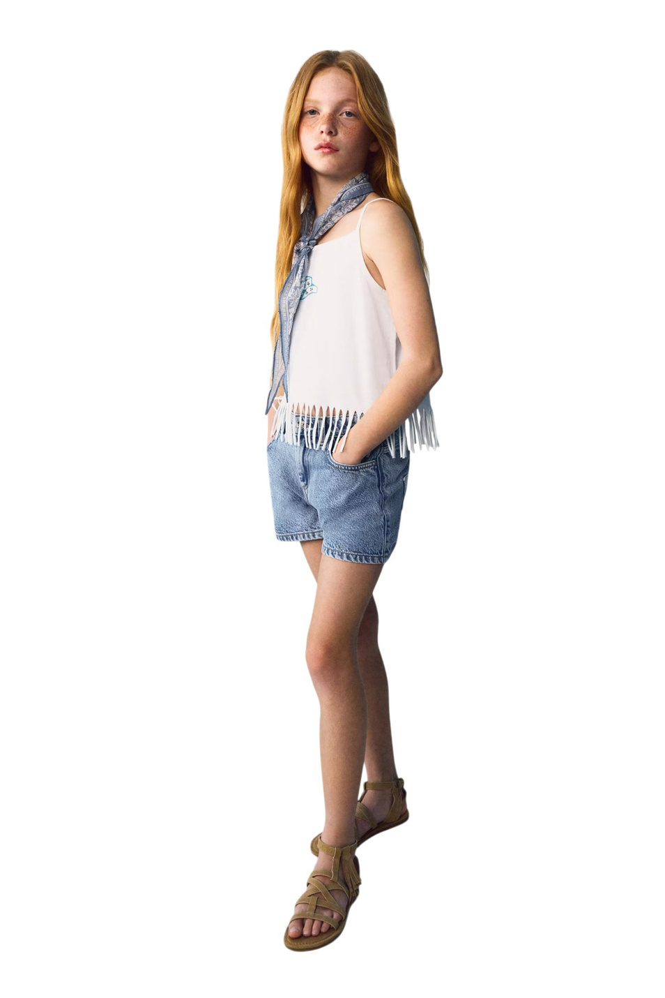 Шорты джинсовые YEEHAW|Основной цвет:Синий Девочкам Mango Kids Шорты джинсовые YEEHAW (цвет ), артикул 27018660 | Фото 3