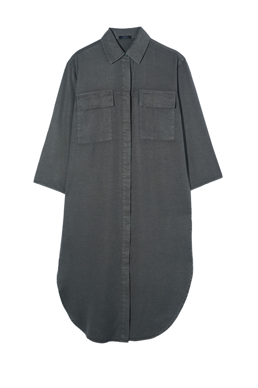 Платье-рубашка с нагрудными карманами|Основной цвет:Серый|Артикул:218635 | Фото 1