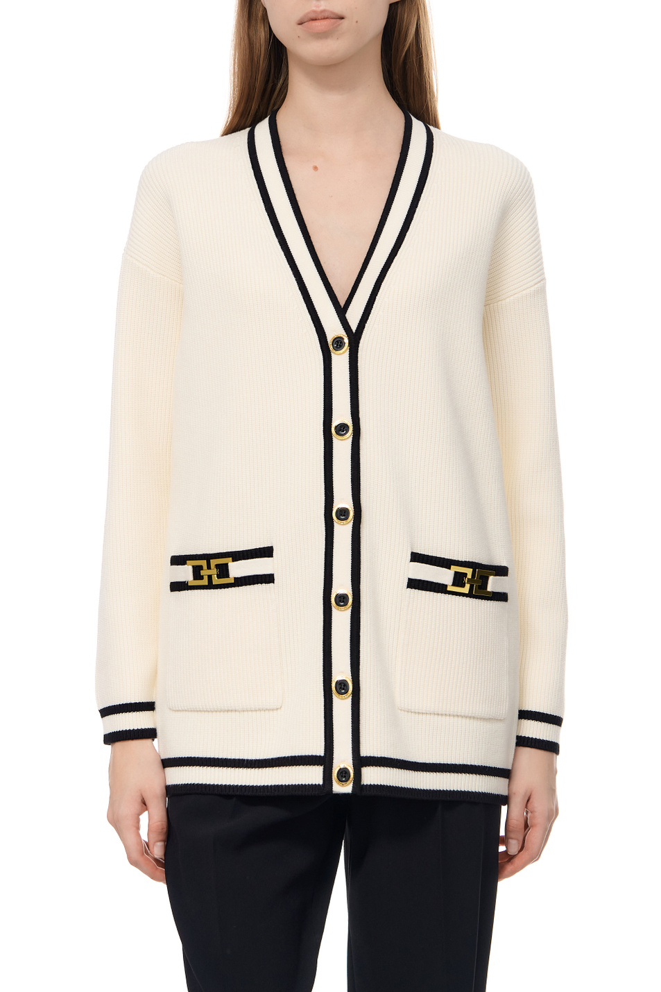 Женский Elisabetta Franchi Кардиган с контрастными деталями (цвет ), артикул MK71S36E2 | Фото 1