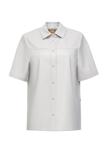 Рубашка свободного кроя с коротким рукавом|Основной цвет:Серый|Артикул:50472008 | Фото 1