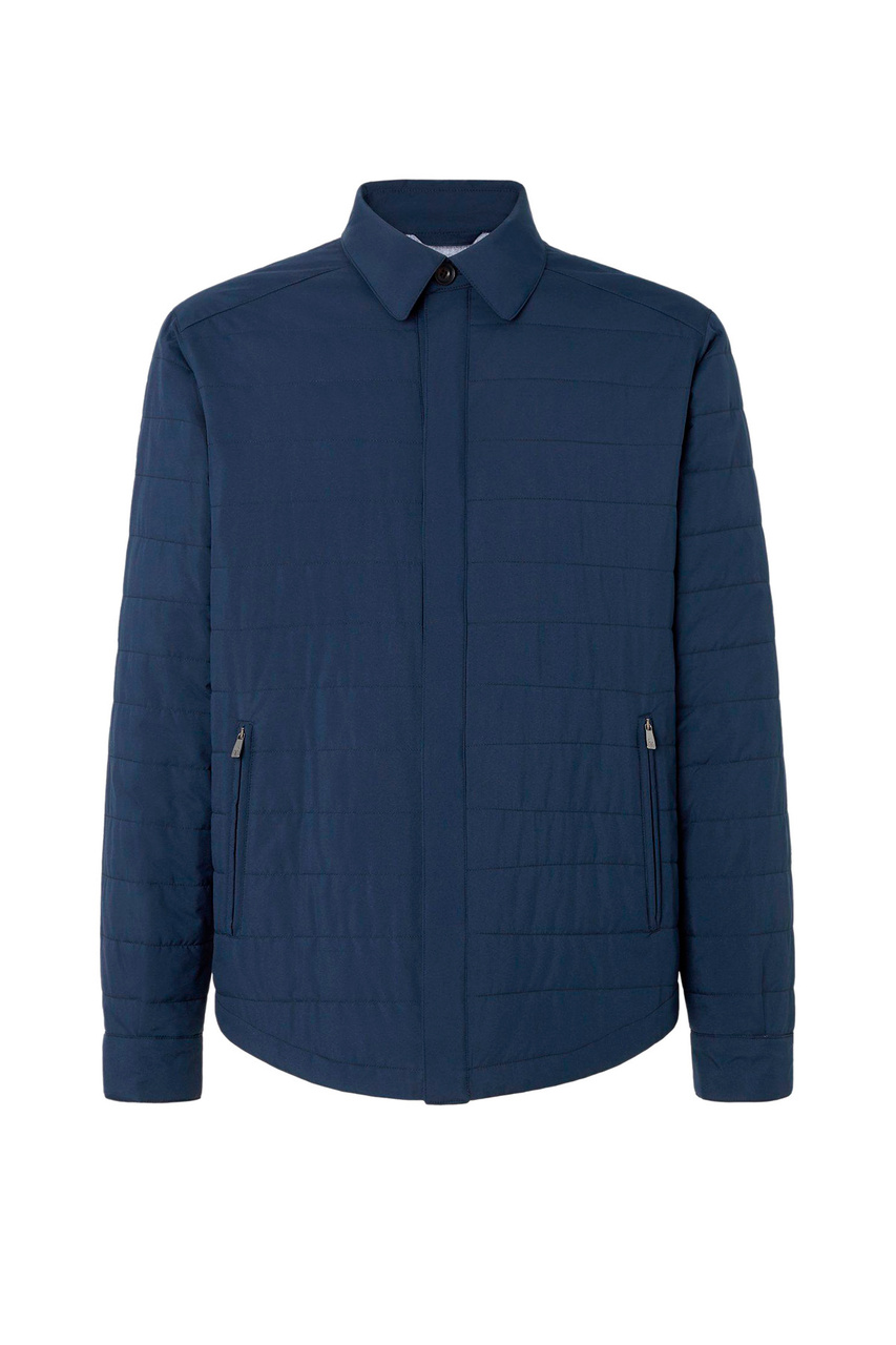 Стеганая куртка с отложным воротником|Основной цвет:Синий|Артикул:91LIF7-3120157 | Фото 1