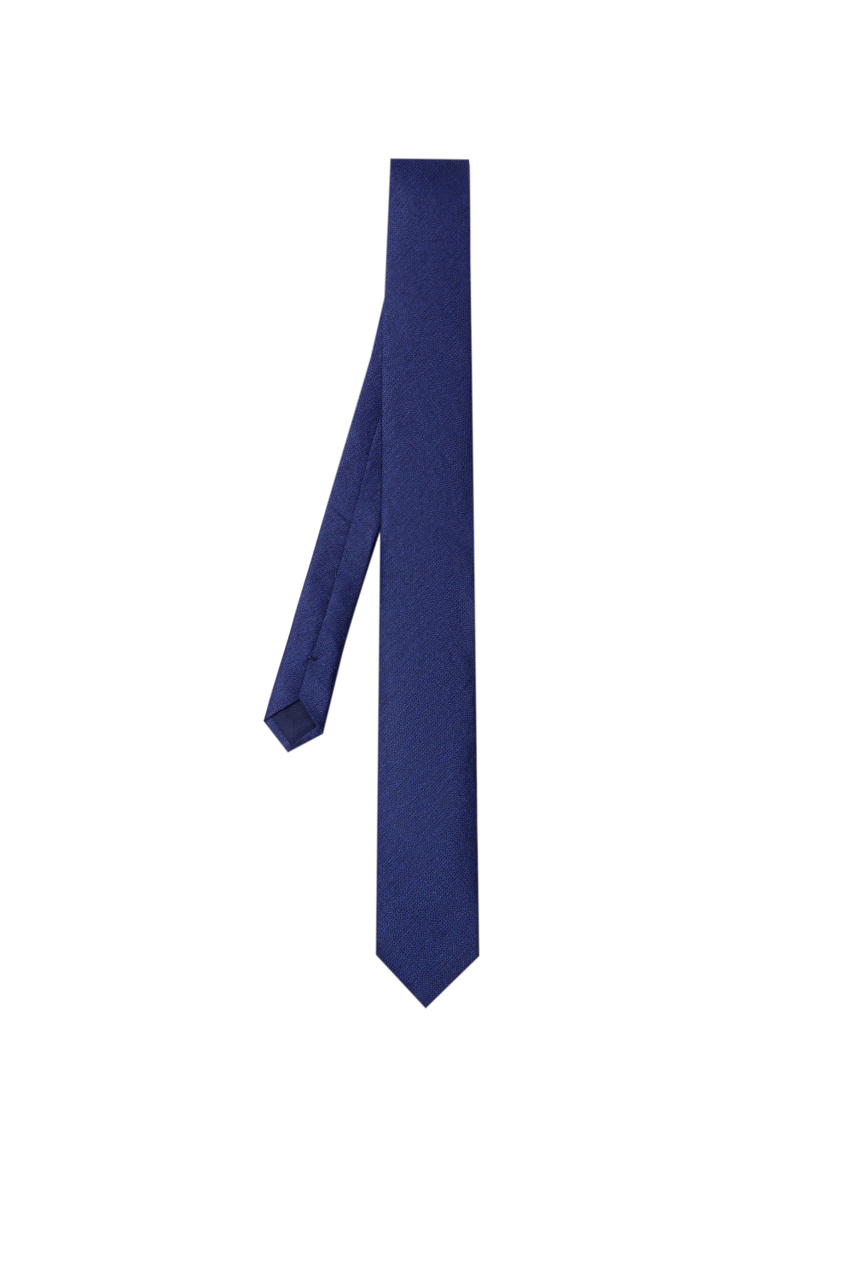 Галстук из шелка и льна|Основной цвет:Синий|Артикул:93U306-9320317 | Фото 1