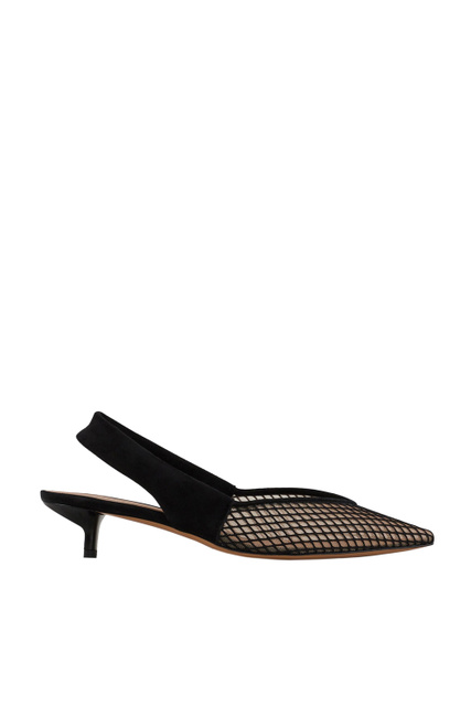 Туфли-слингбэки из замши с сетчатым носком|Основной цвет:Черный|Артикул:X3E376-XM900 | Фото 1