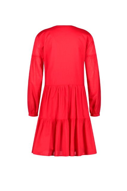 Платье из натурального хлопка с V-образным вырезом|Основной цвет:Красный|Артикул:380333-11021 | Фото 2