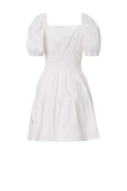 Платье из натурального хлопка с оборками|Основной цвет:Белый|Артикул:1G17GYY6VW | Фото 2