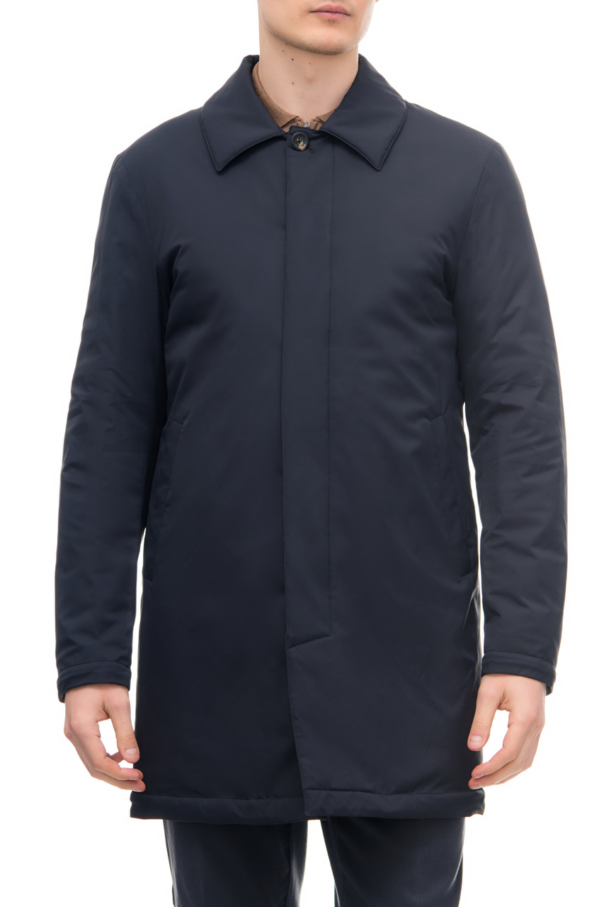 Пальто на пуговицах с отложным воротником|Основной цвет:Черный|Артикул:O10389SX01937 | Фото 1