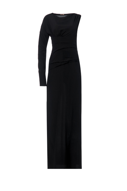 Платье из смесового шелка с вырезом на спинке|Основной цвет:Черный|Артикул:H011-5500 | Фото 1