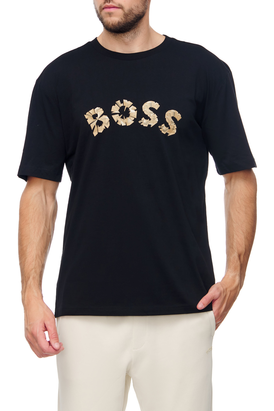 Мужской BOSS Футболка из натурального хлопка с логотипом (цвет ), артикул 50477617 | Фото 3