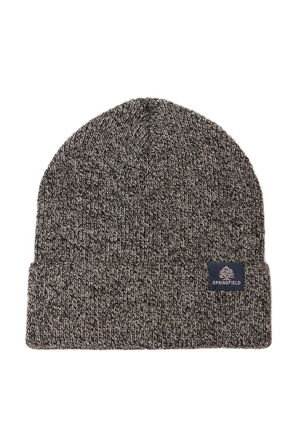 Базовая шапка-бини из меланжевой пряжи|Основной цвет:Серый|Артикул:0124421 | Фото 1