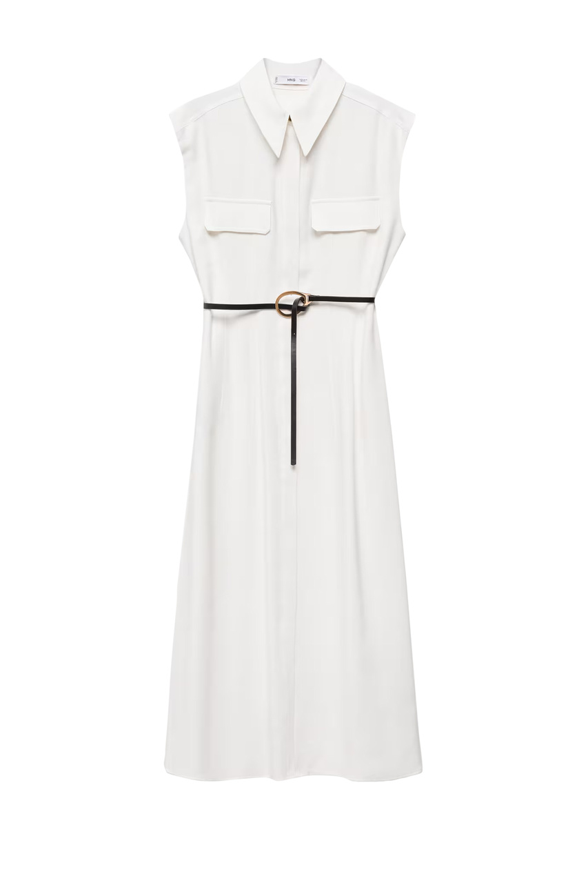 Платье-рубашка CASINO с поясом|Основной цвет:Белый|Артикул:67935738 | Фото 1