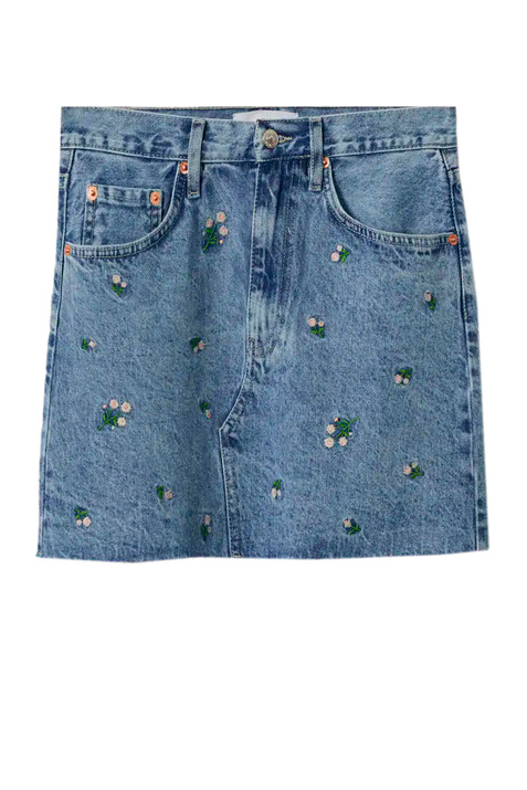 Mango Джинсовая юбка DAISY с цветочной вышивкой ( цвет), артикул 27086325 | Фото 1