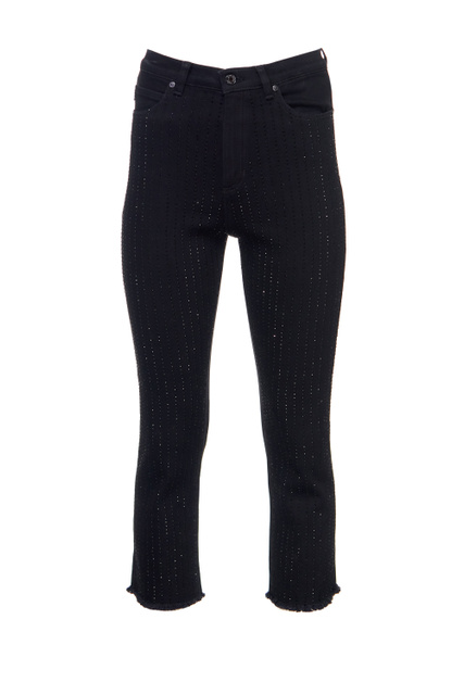 Укороченные брюки с декором|Основной цвет:Черный|Артикул:50464555 | Фото 1