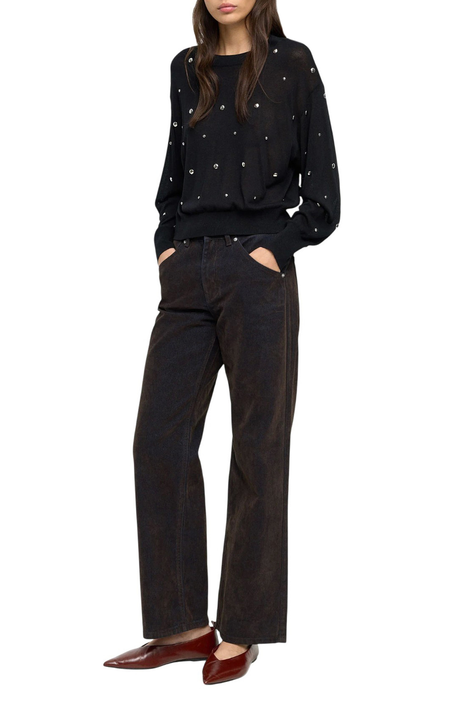 Джемпер с заклепками|Основной цвет:Черный Женский Parfois Джемпер с заклепками (цвет ), артикул 241058 | Фото 2