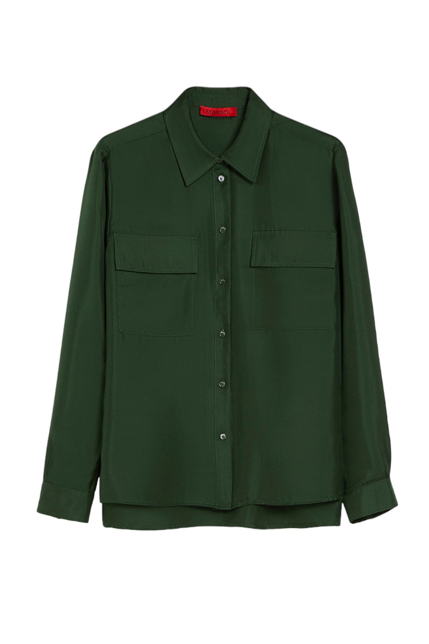 Рубашка ODOMETRO из натурального шелка|Основной цвет:Зеленый|Артикул:71140123 | Фото 1