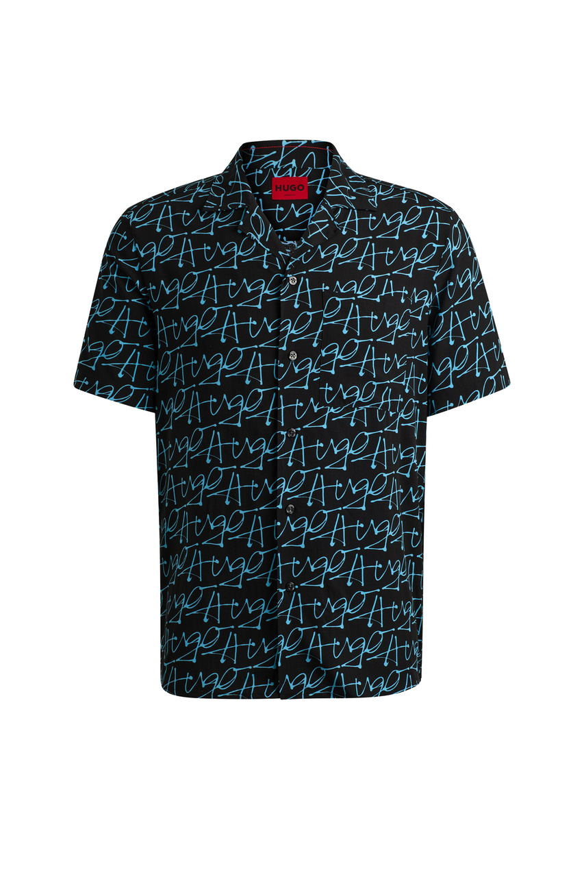 Рубашка с логотипированным принтом|Основной цвет:Синий|Артикул:50515364 | Фото 1