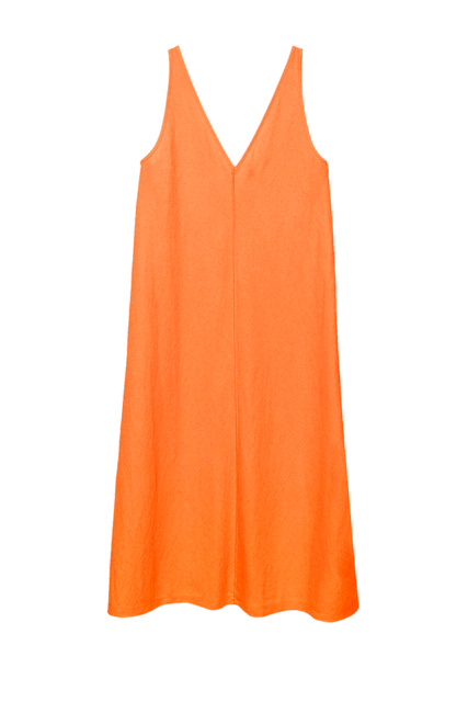 Платье с V-образным вырезом|Основной цвет:Оранжевый|Артикул:197734 | Фото 1
