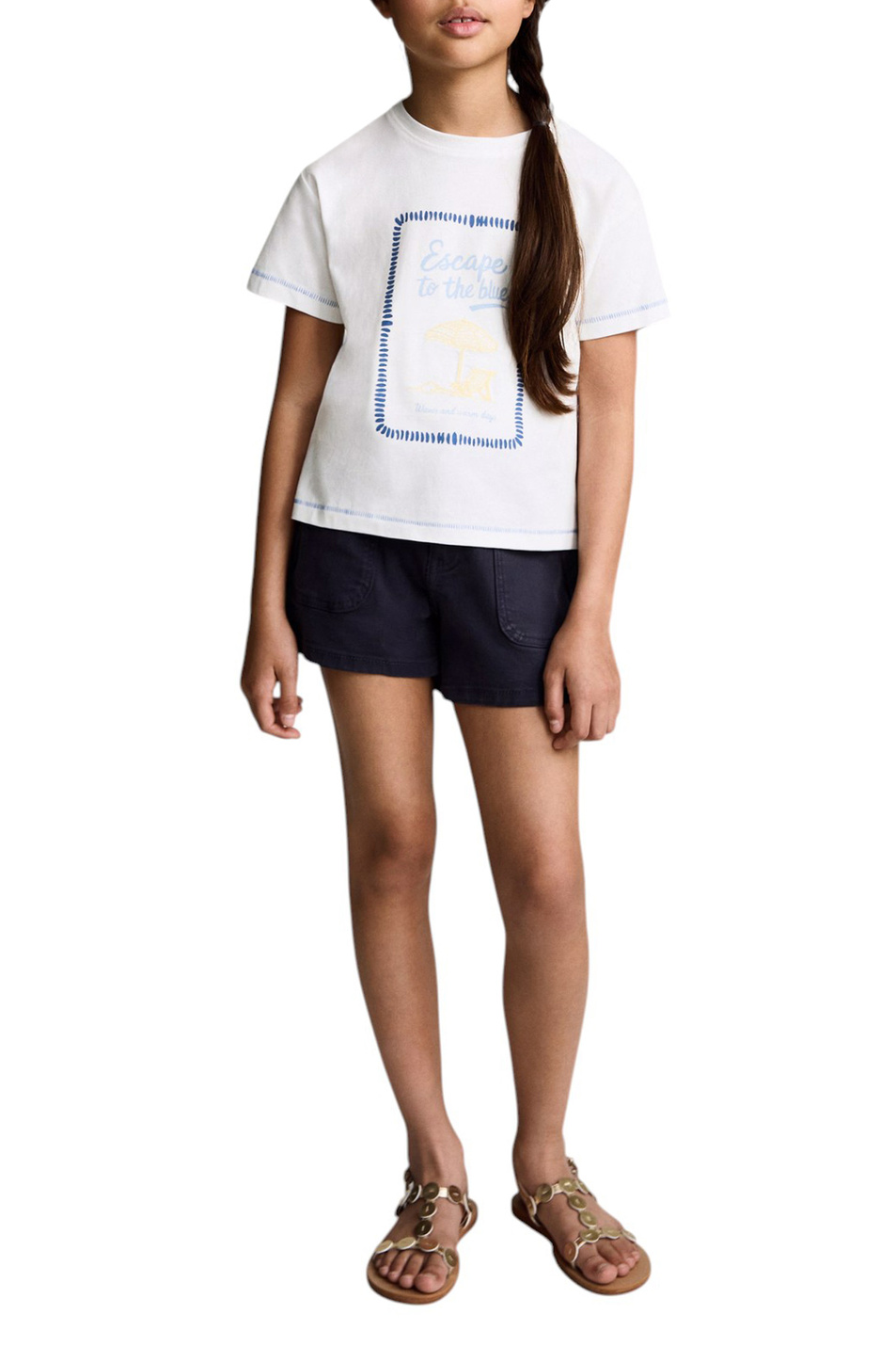 Девочкам Mango Kids Футболка ESCAPE из хлопка (цвет ), артикул 87007907 | Фото 3