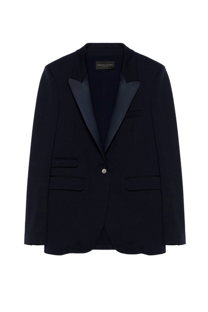 Пиджак с атласными лацканами|Основной цвет:Синий|Артикул:GCD222B747 | Фото 1