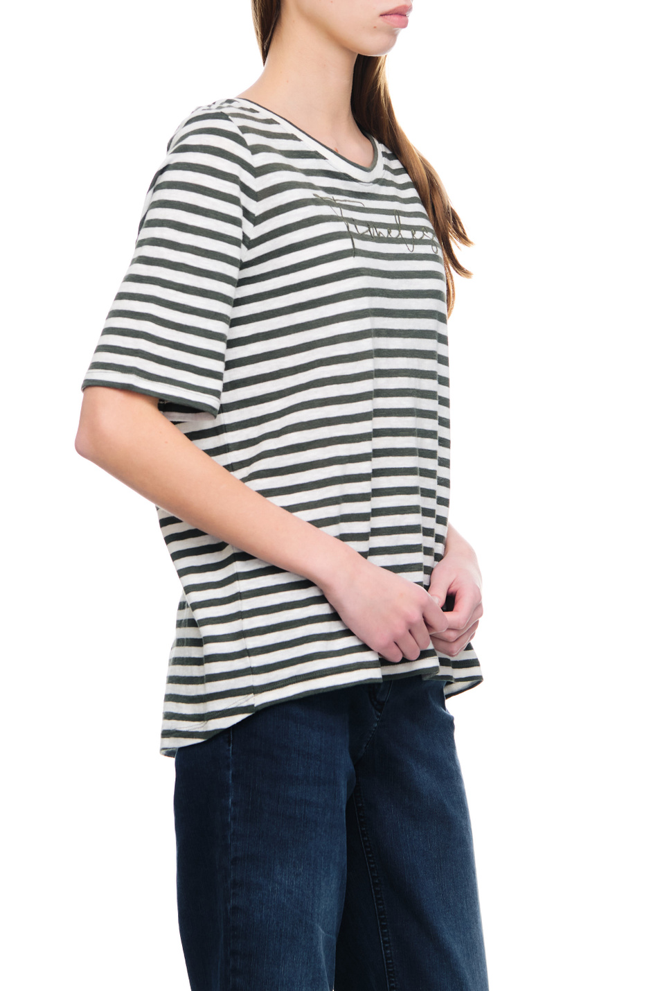 Женский Gerry Weber Футболка из натурального хлопка в полоску (цвет ), артикул 770012-44003 | Фото 5