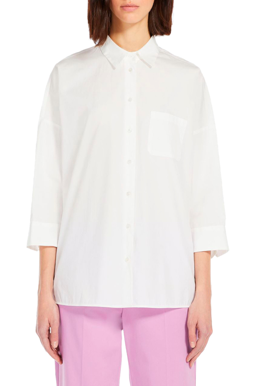 Женский Weekend Max Mara Рубашка VENUS из натурального хлопка с рукавами 3/4 (цвет белый), артикул 2351111531 | Фото 3