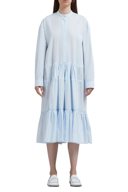 Платье из натурального хлопка с оборками|Основной цвет:Голубой|Артикул:ABMA0804A1-UTCZ56 | Фото 2
