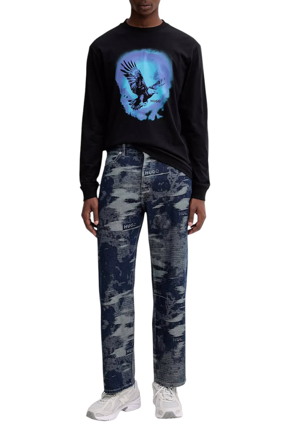 Мужской HUGO Джинсы из хлопка с принтом (цвет ), артикул 50547642 | Фото 3