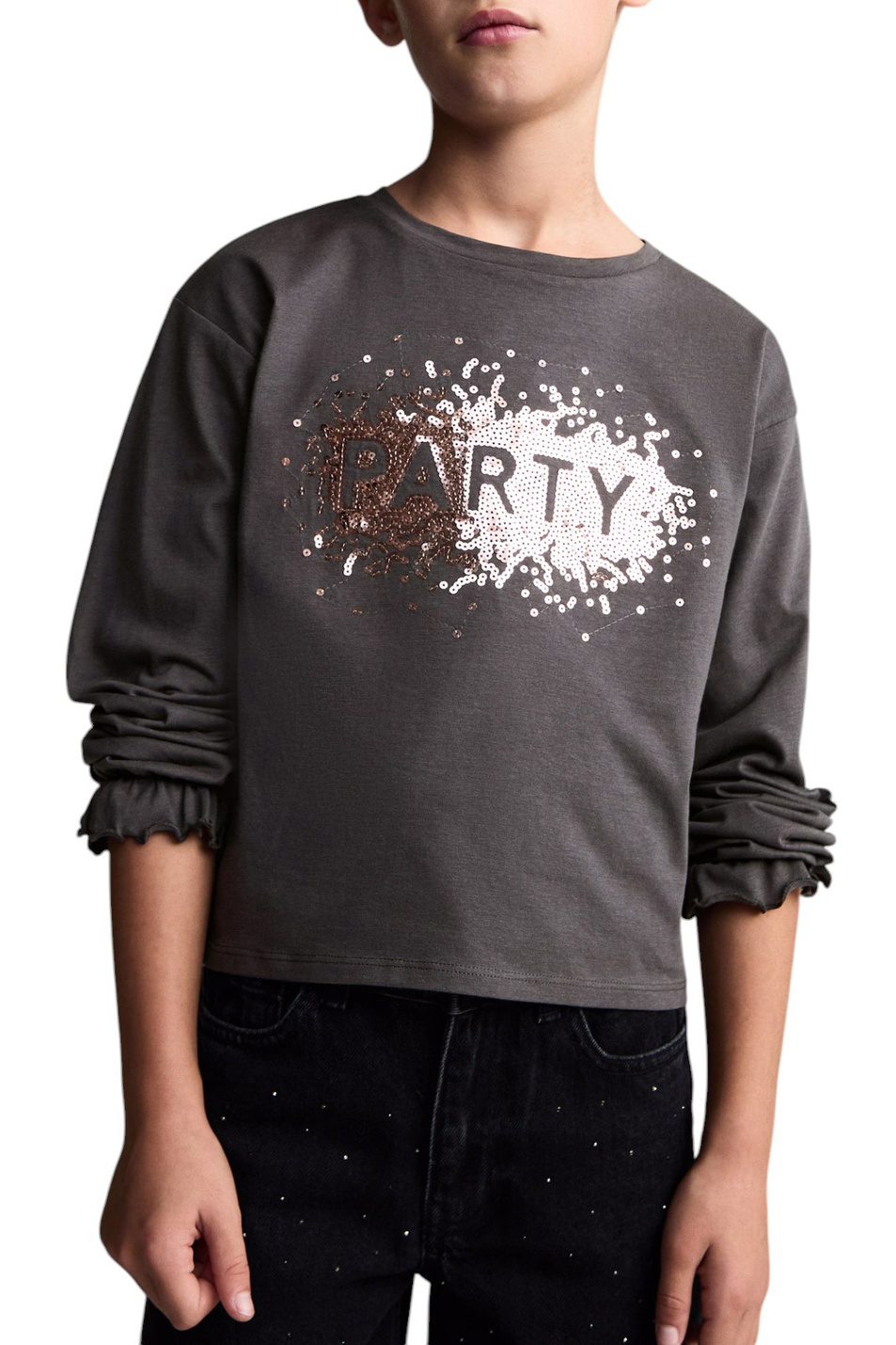 Девочкам Mango Kids Лонгслив PARTY с пайетками (цвет ), артикул 77019239 | Фото 4