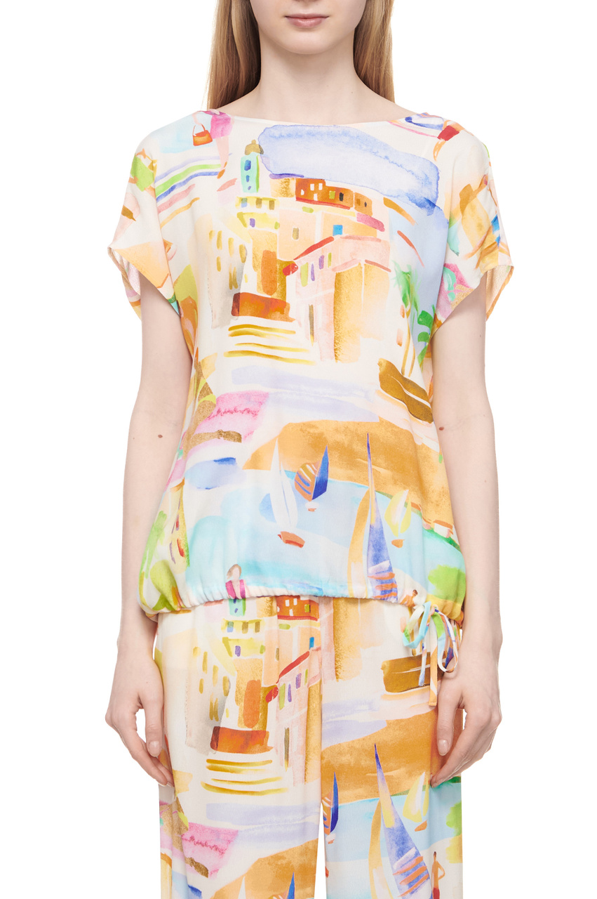 Блузка из вискозы с принтом|Основной цвет:Разноцветный|Артикул:260062-66452 | Фото 1